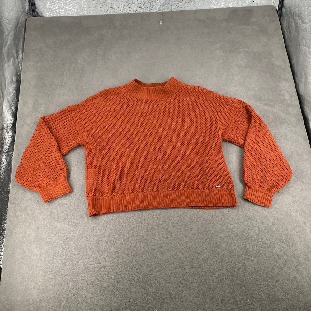 Hollister California Burnt Orange Chenille Mock Neck Balloon Sleeve Sweater L